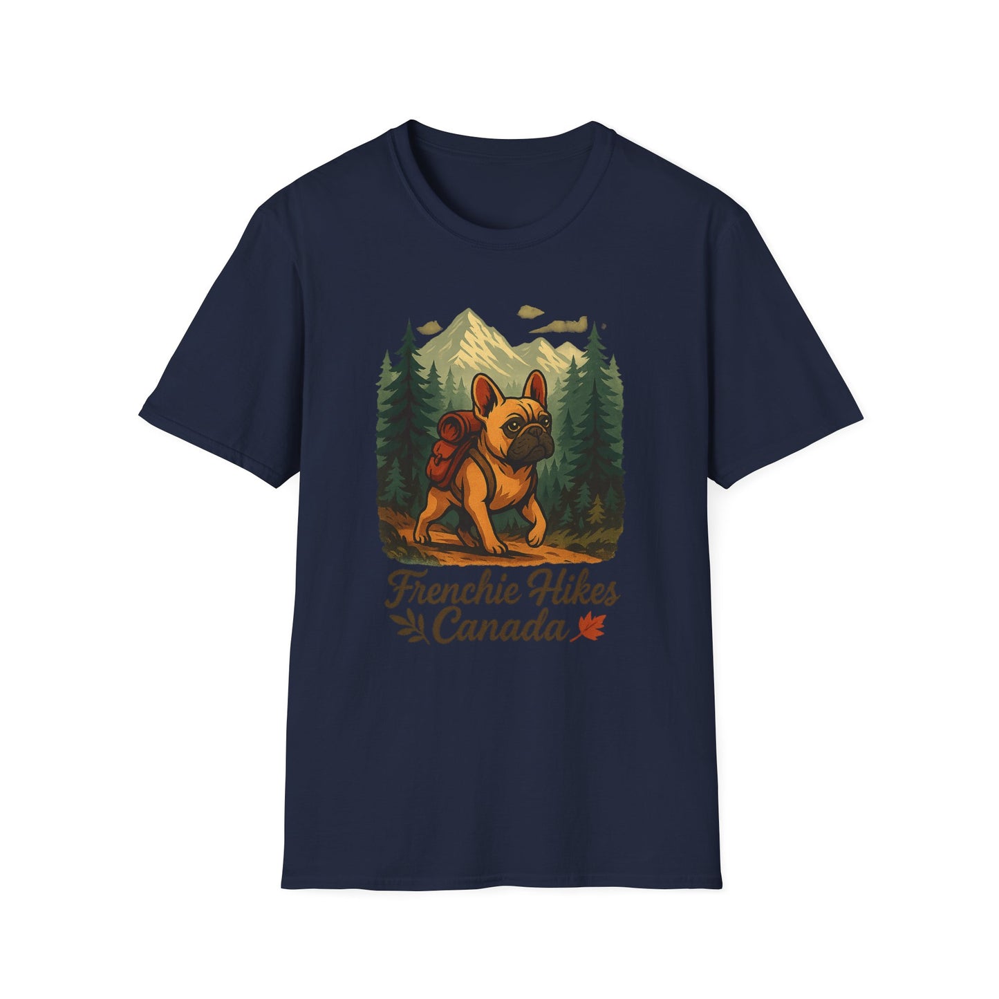 Frenchie Hikes Canada – Unisex Outdoor Adventure T-Shirt