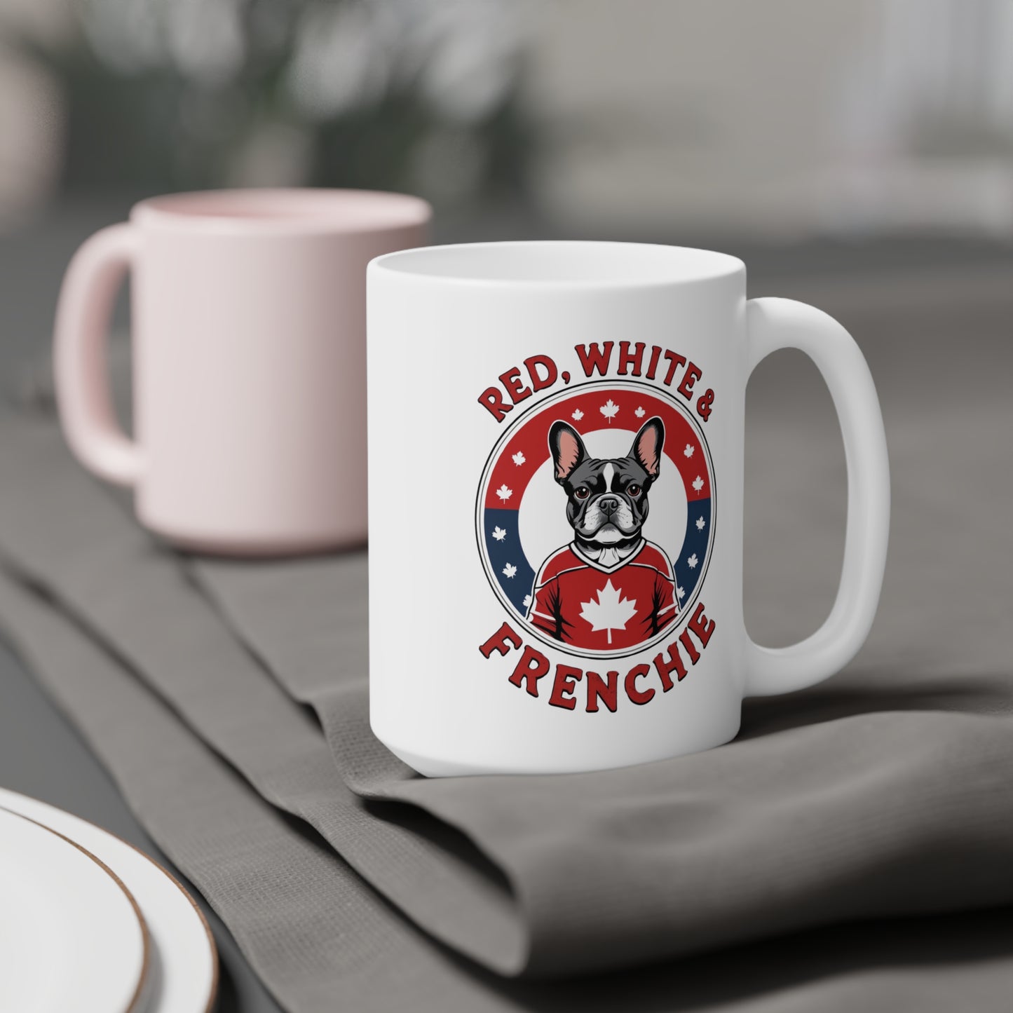 Red, White & Frenchie – Canada Pride Ceramic Mug (11 oz | 15 oz | 20 oz)