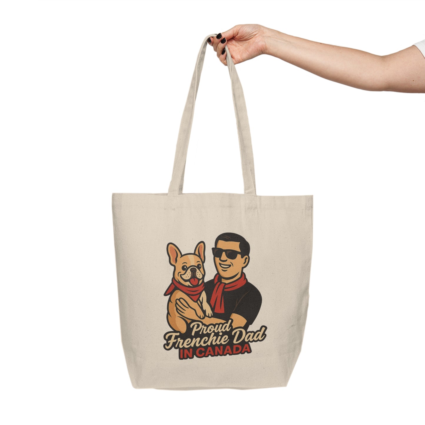 Proud Frenchie Dad in Canada – Premium Canvas Tote Bag