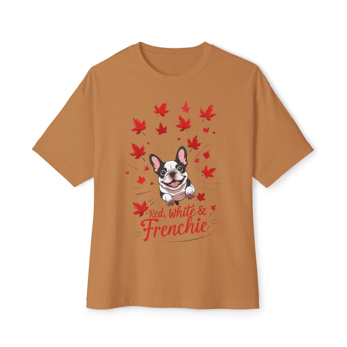 Oversized Unisex Canada Day T-Shirt | Red, White & Frenchie French Bulldog Tee