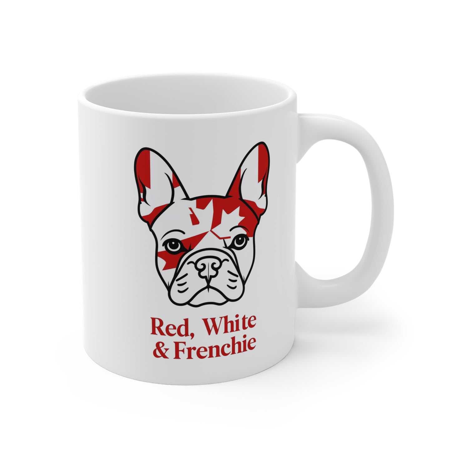 Red, White & Frenchie – Canada Day Ceramic Mug (11 oz │ 15 oz │ 20 oz) │ French Bulldog Coffee Cup