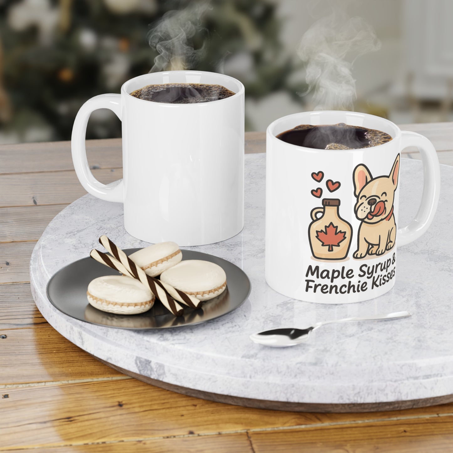 Maple Syrup & Frenchie Kisses – Ceramic Mug (11 oz & 15 oz)