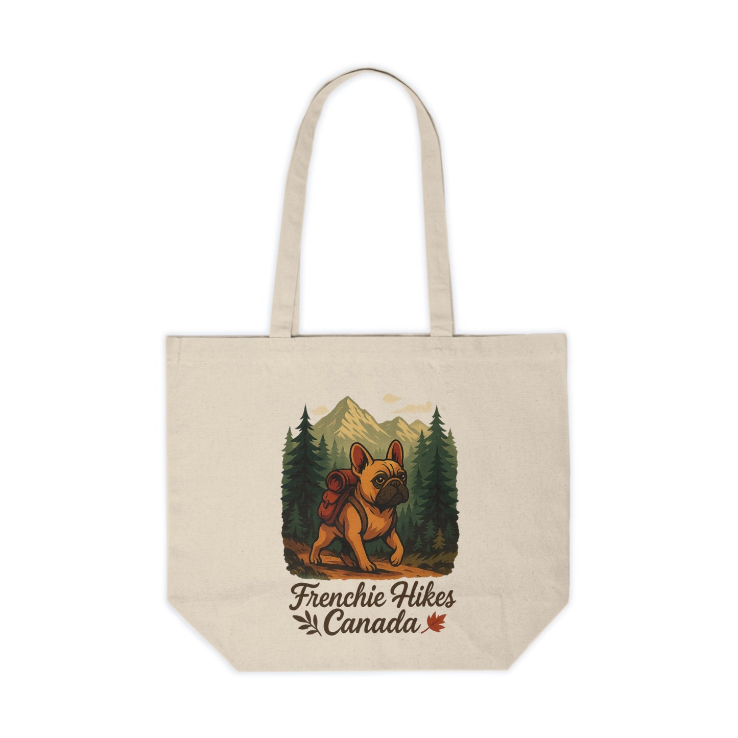 Frenchie Hikes Canada – Premium Canvas Tote Bag