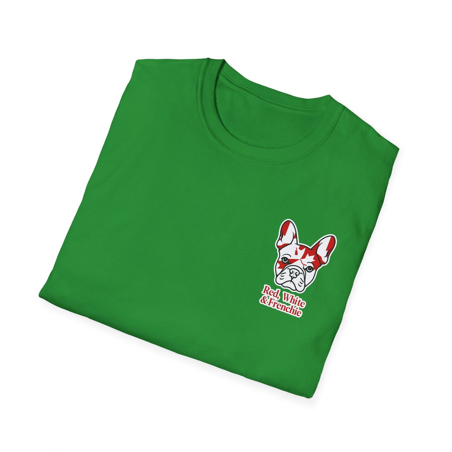 Red, White & Frenchie – Left Chest Logo Unisex Jersey Tee │ Canada Day French Bulldog Shirt