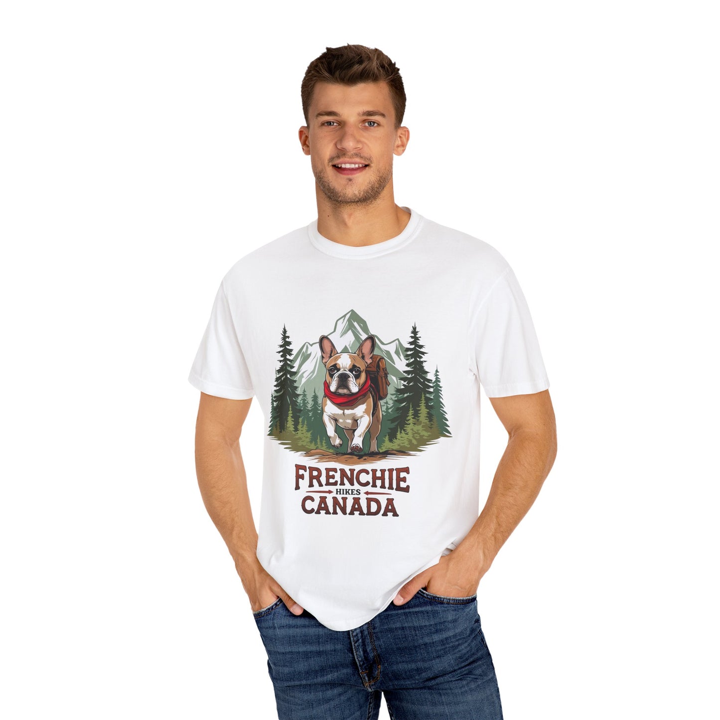Red, White & Frenchie – Unisex Garment-Dyed Canada Day T-Shirt