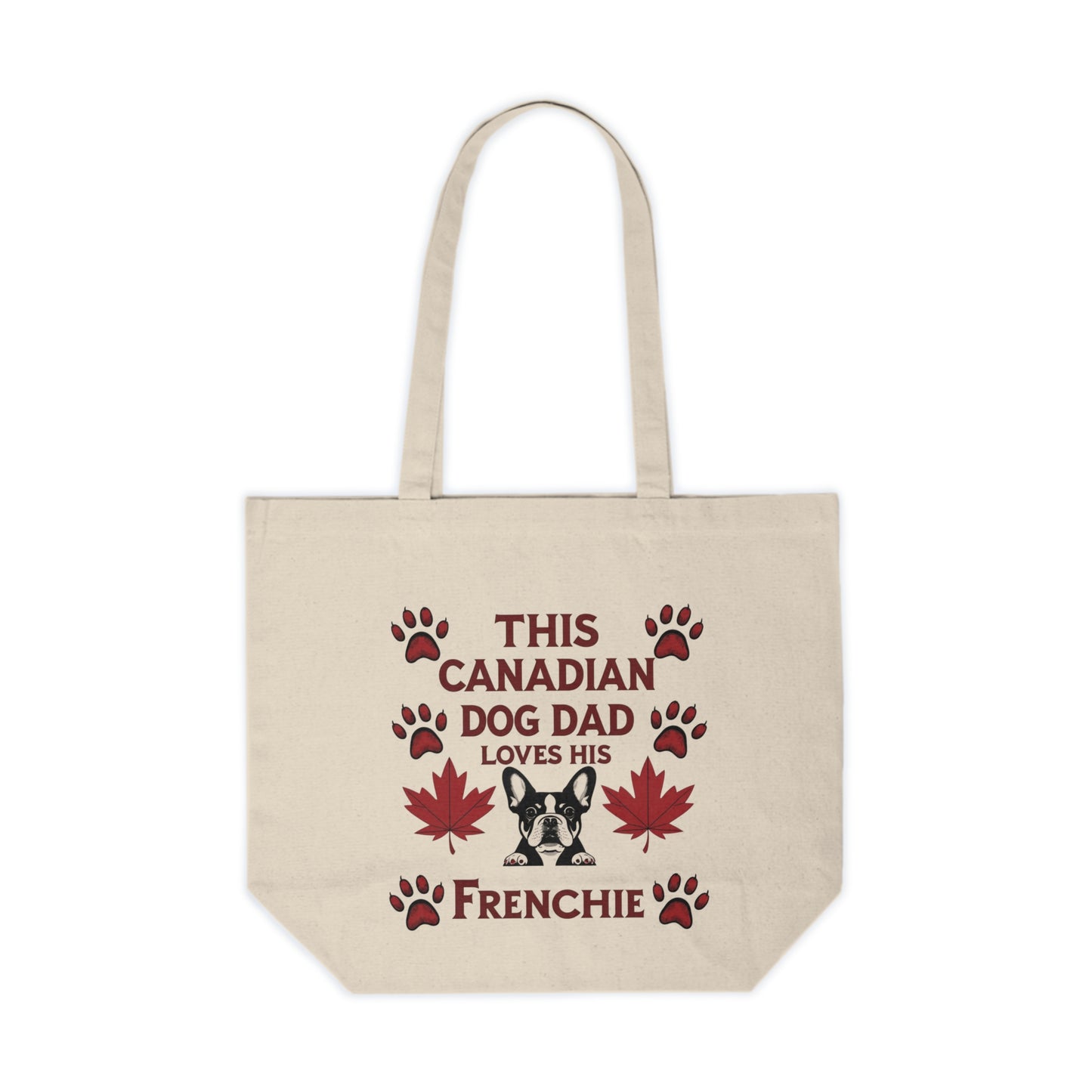 This Canadian Dog Dad Loves His Frenchie – Premium Canvas Tote Bag