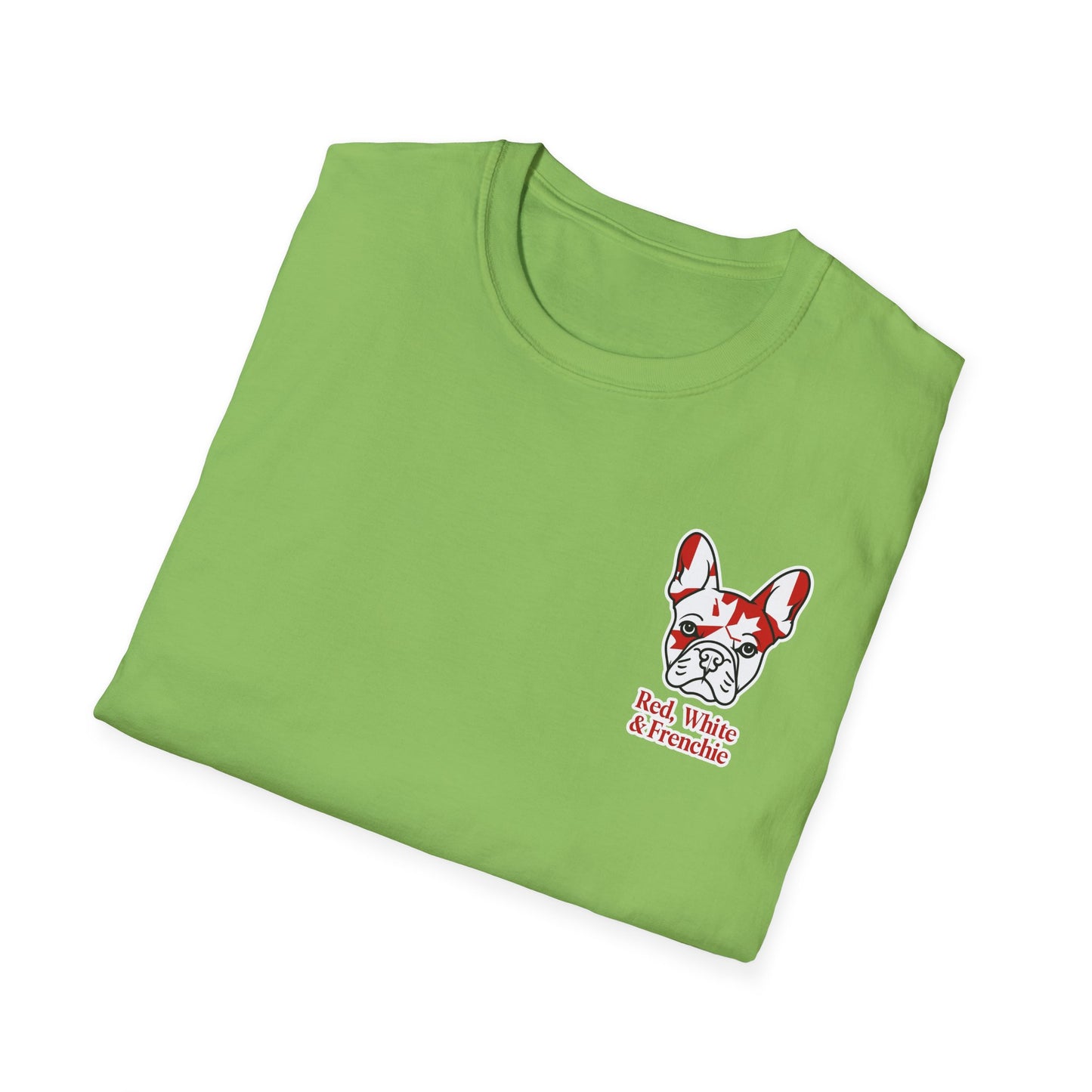 Red, White & Frenchie – Left Chest Logo Unisex Jersey Tee │ Canada Day French Bulldog Shirt