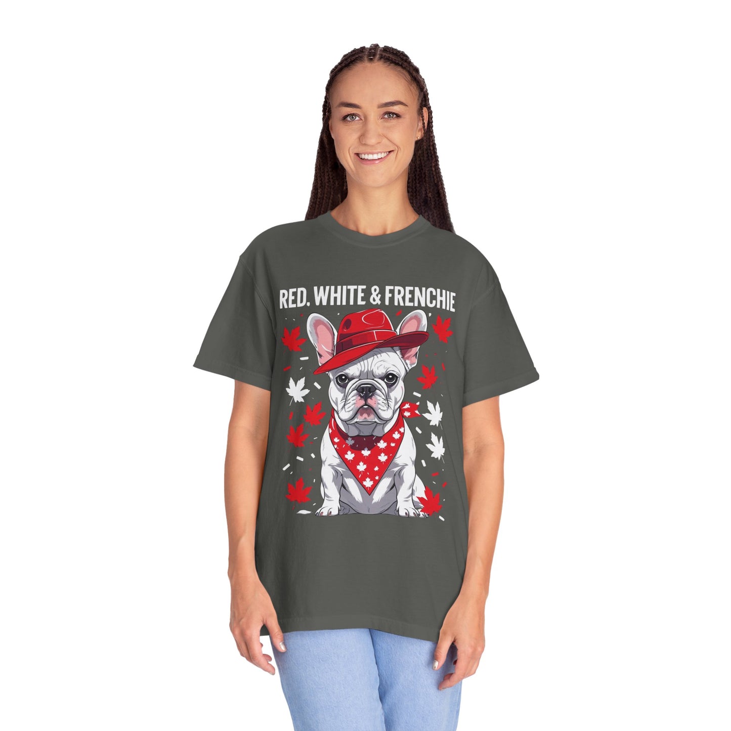 Red, White & Frenchie – Unisex Garment-Dyed Canada Day Tee
