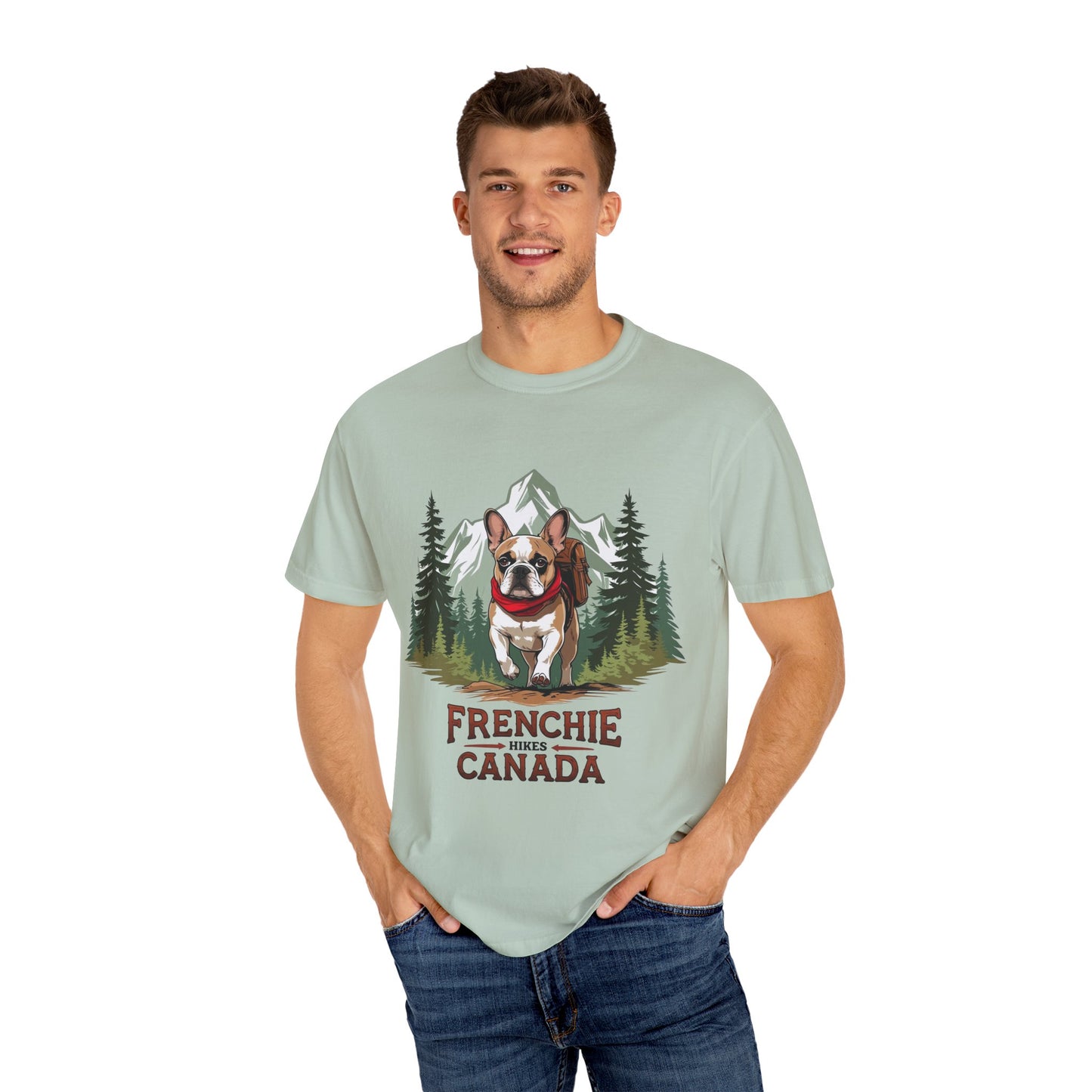 Red, White & Frenchie – Unisex Garment-Dyed Canada Day T-Shirt