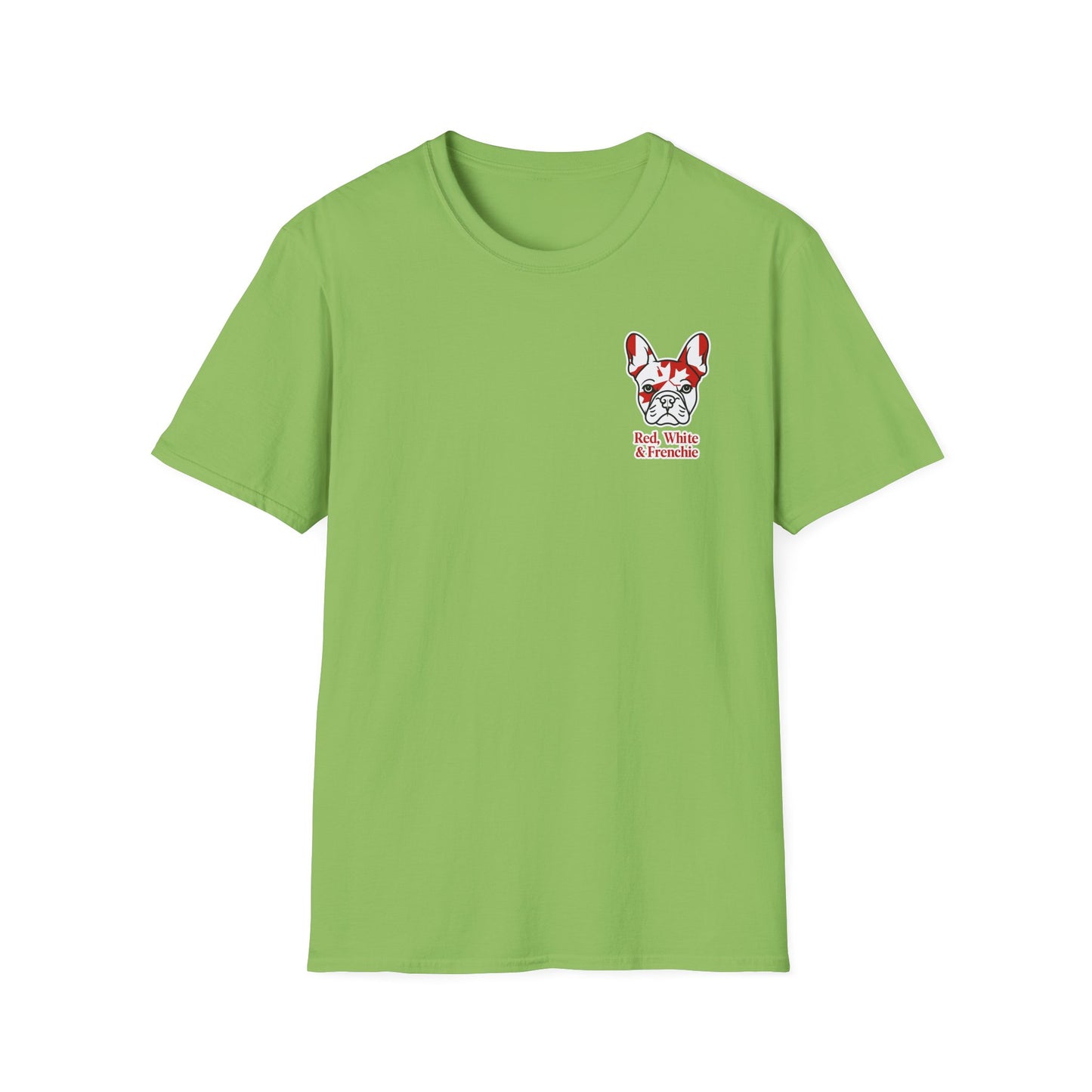 Red, White & Frenchie – Left Chest Logo Unisex Jersey Tee │ Canada Day French Bulldog Shirt