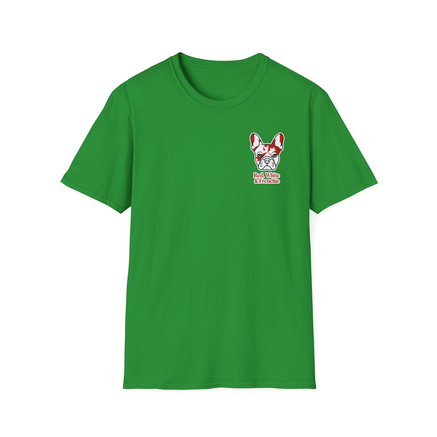 Red, White & Frenchie – Left Chest Logo Unisex Jersey Tee │ Canada Day French Bulldog Shirt