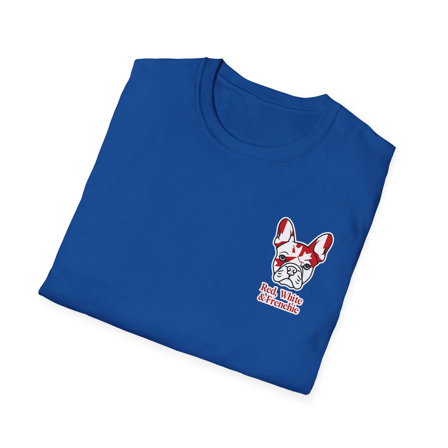 Red, White & Frenchie – Left Chest Logo Unisex Jersey Tee │ Canada Day French Bulldog Shirt
