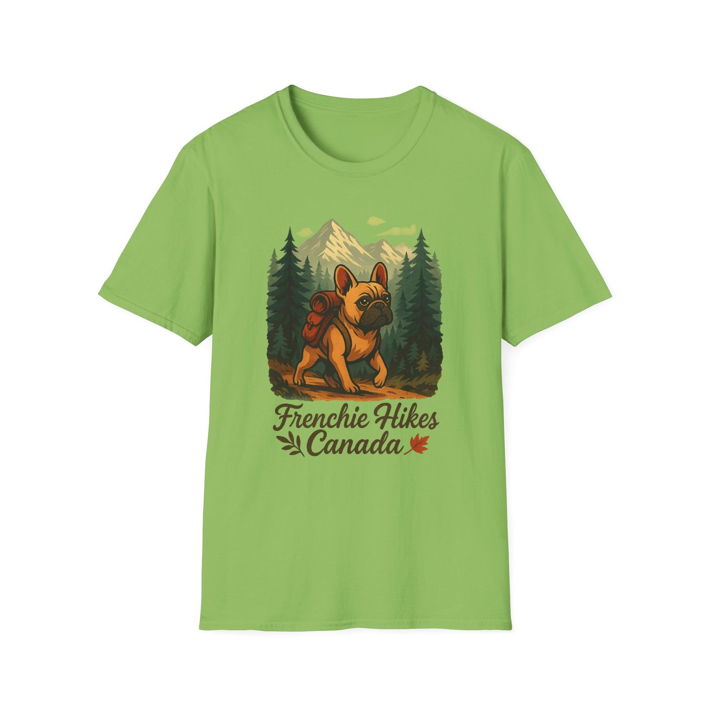Frenchie Hikes Canada – Unisex Outdoor Adventure T-Shirt