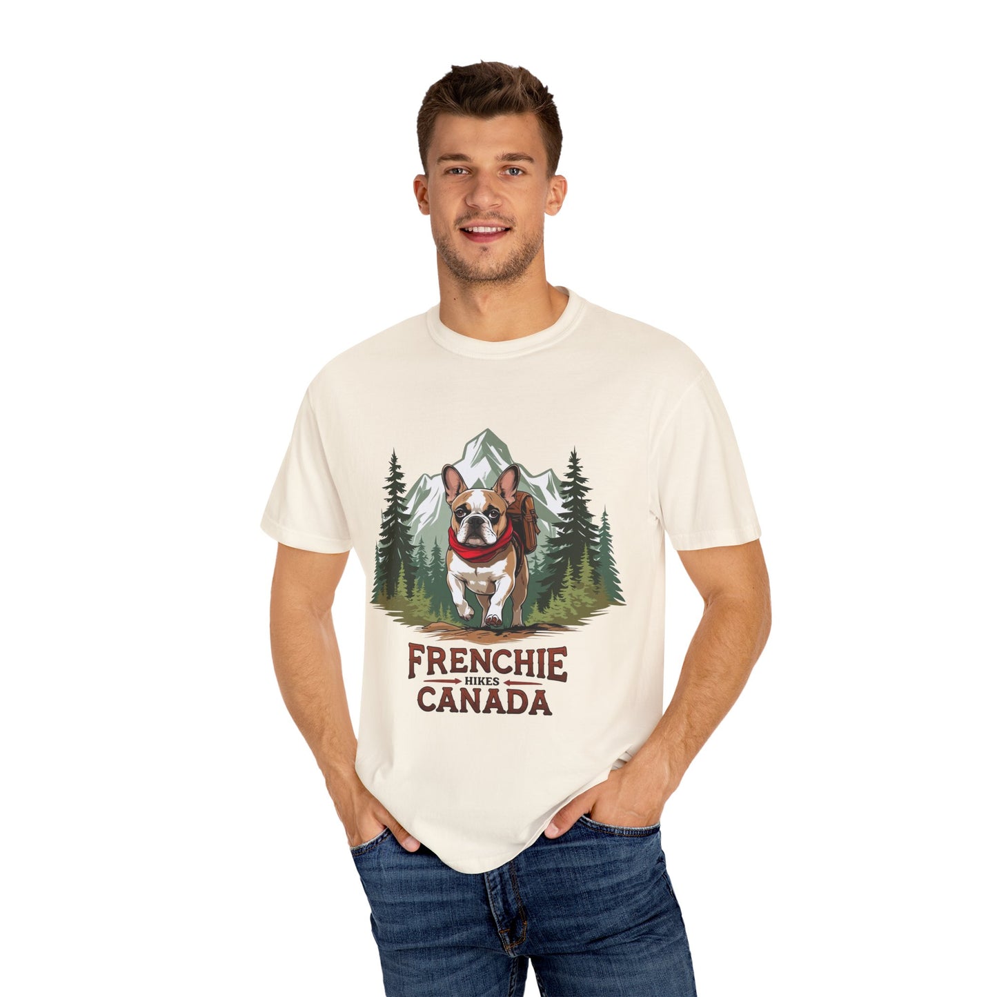 Red, White & Frenchie – Unisex Garment-Dyed Canada Day T-Shirt