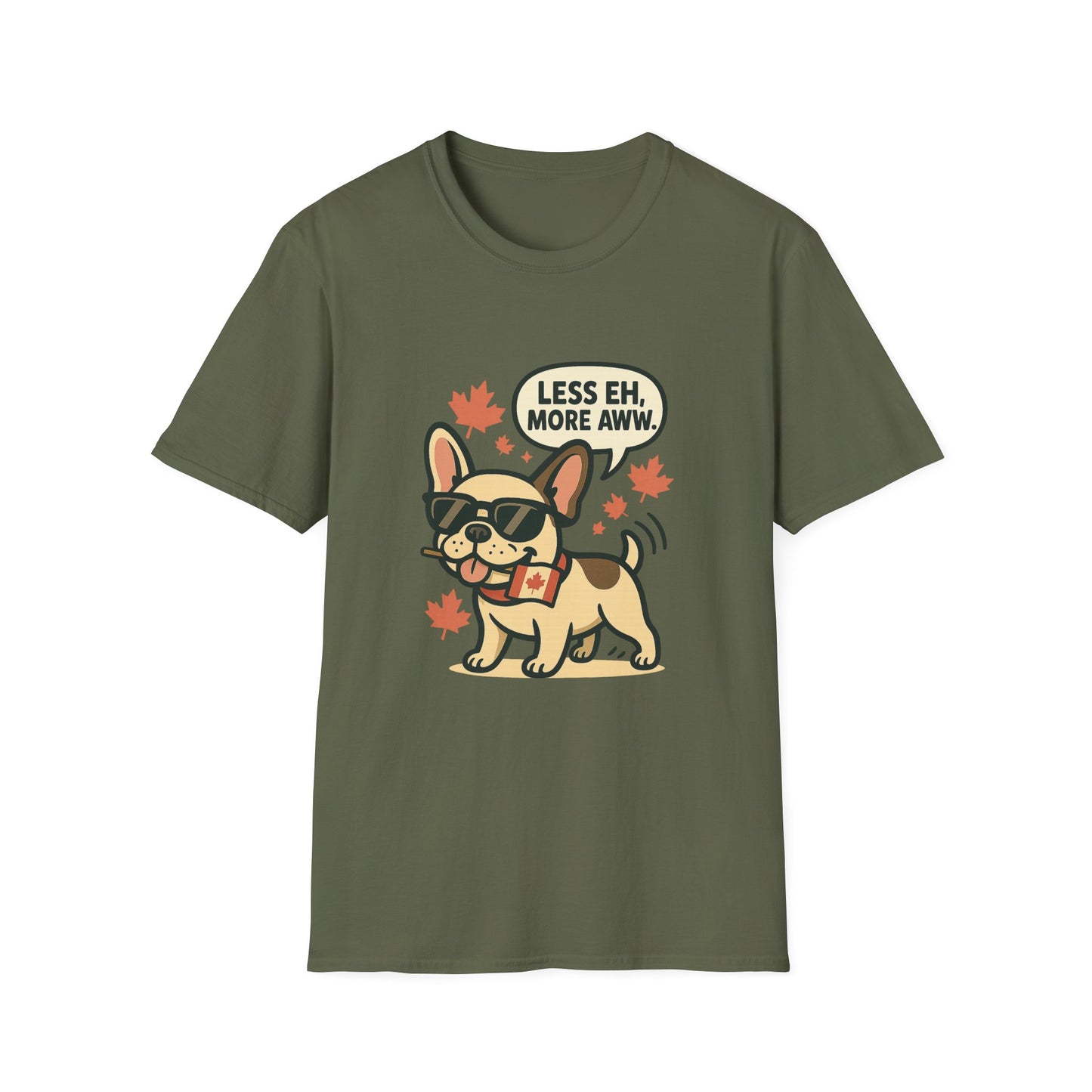 Less Eh, More Aww – Unisex Canada Day Frenchie Tee