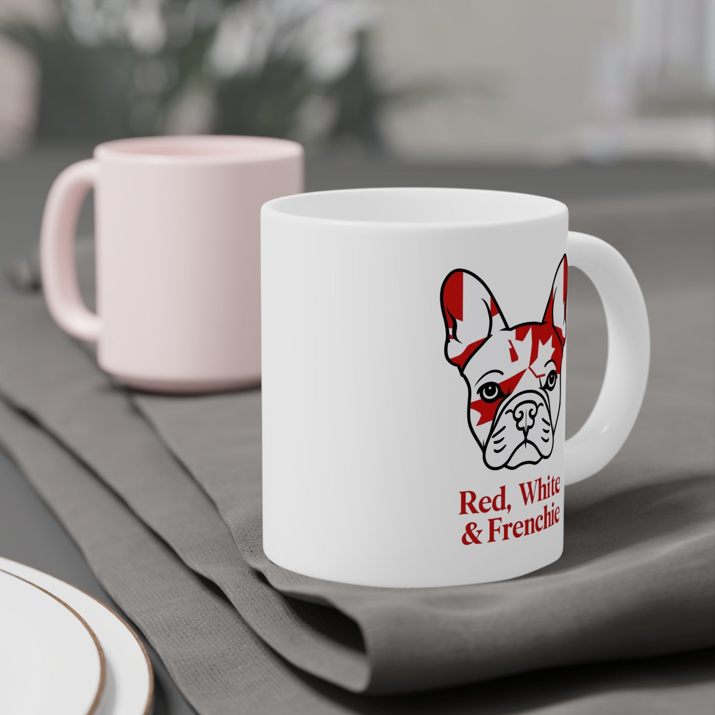 Red, White & Frenchie – Canada Day Ceramic Mug (11 oz │ 15 oz │ 20 oz) │ French Bulldog Coffee Cup