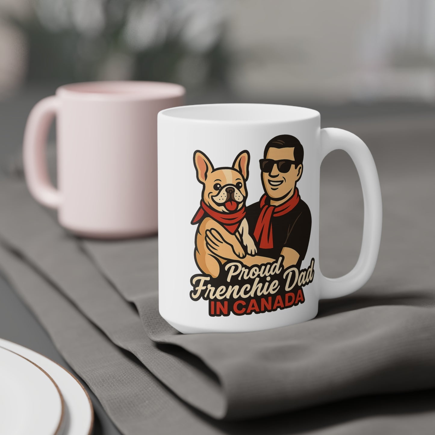 Proud Frenchie Dad in Canada – Ceramic Coffee Mug (11 oz & 15 oz)
