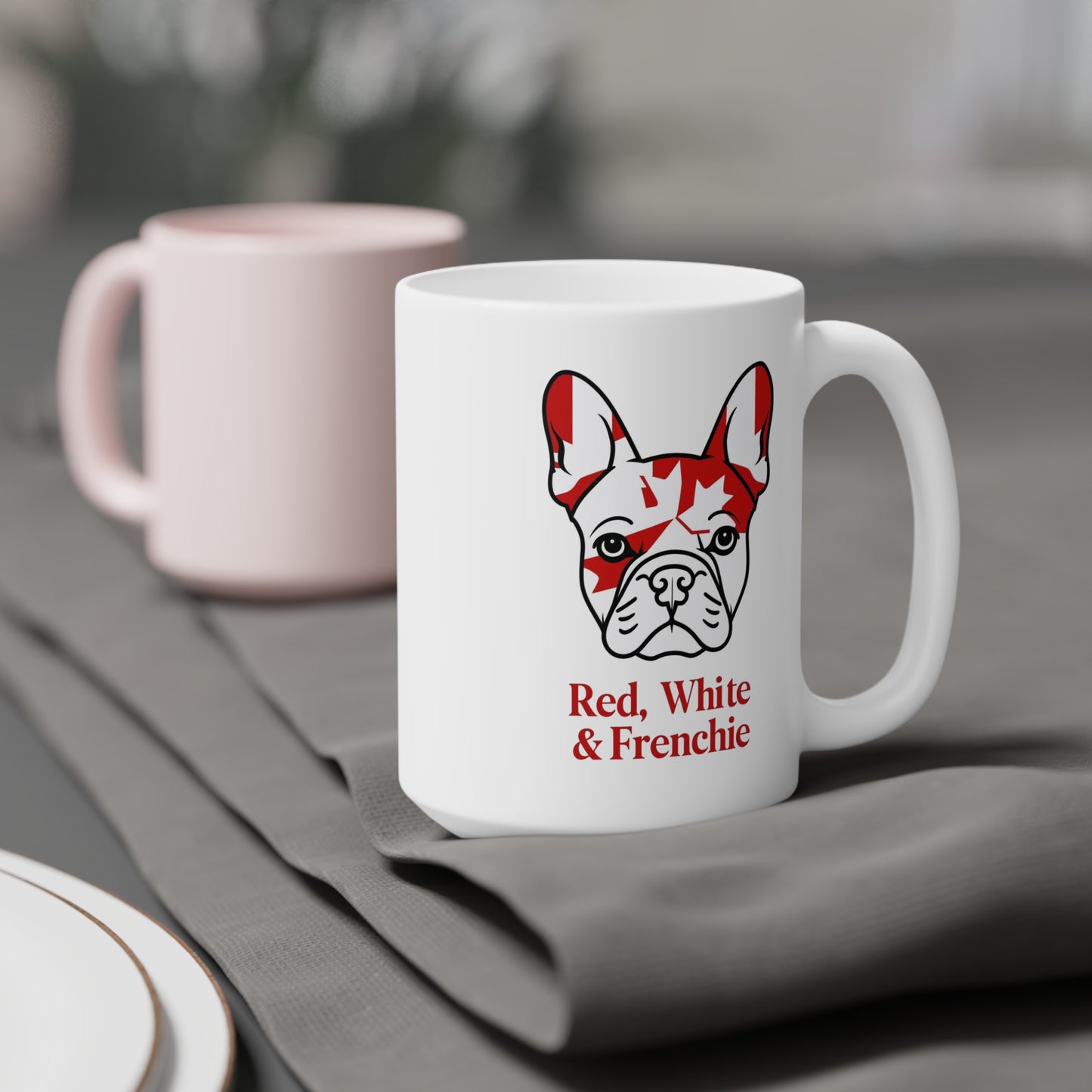 Red, White & Frenchie – Canada Day Ceramic Mug (11 oz │ 15 oz │ 20 oz) │ French Bulldog Coffee Cup