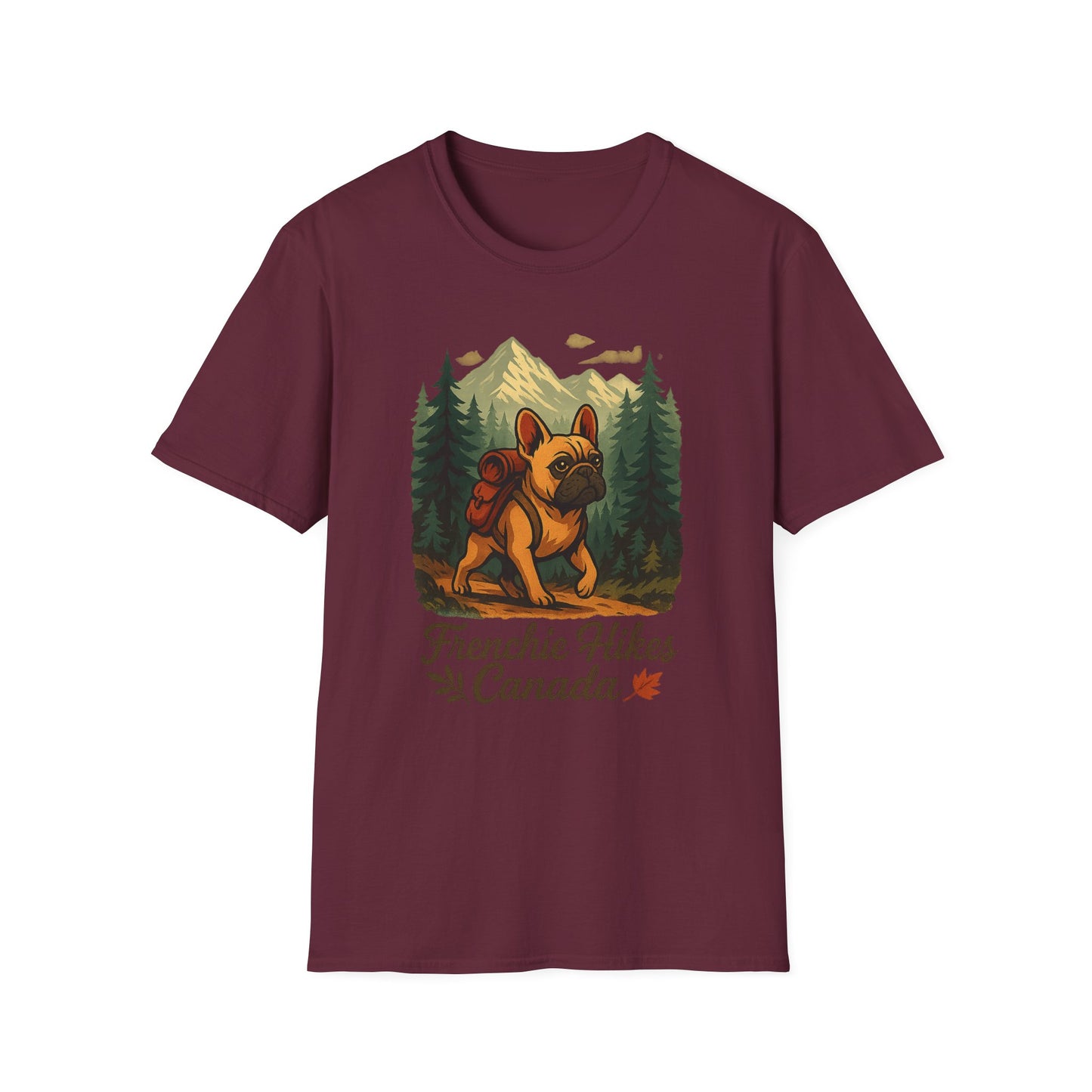 Frenchie Hikes Canada – Unisex Outdoor Adventure T-Shirt