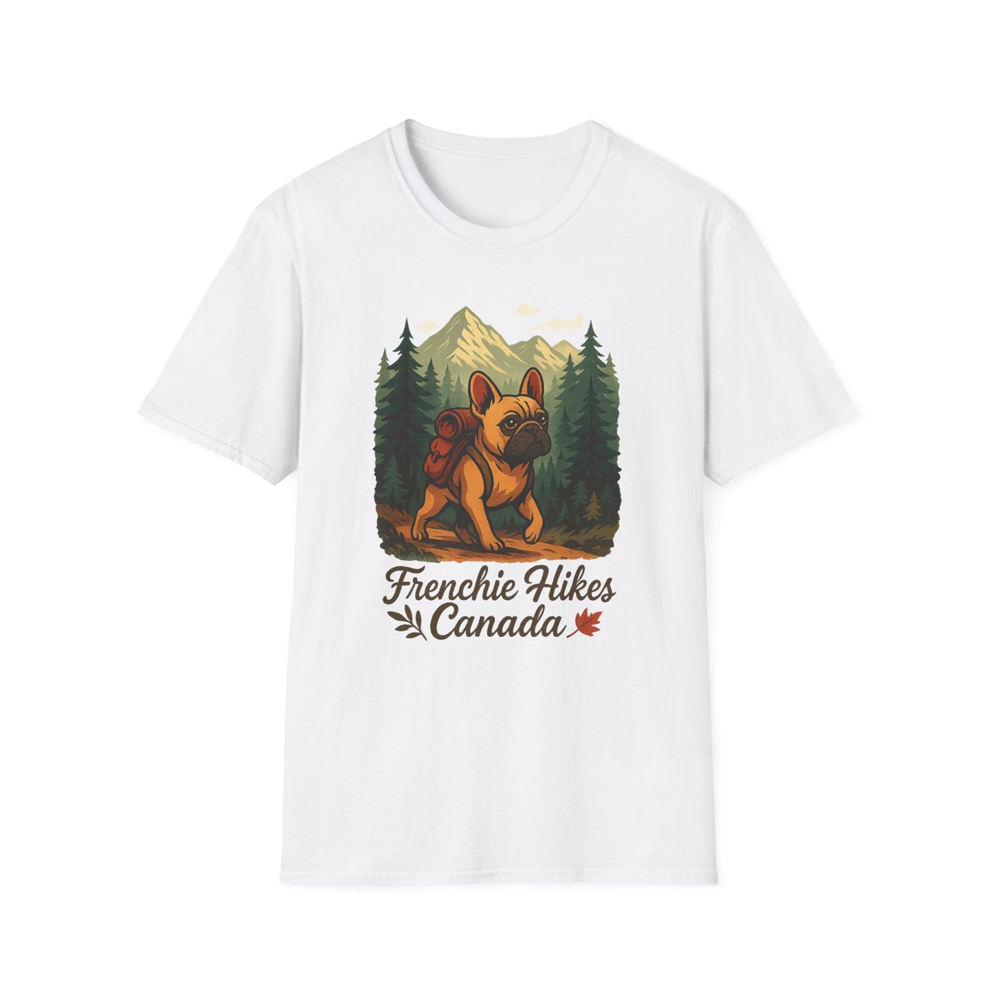 Frenchie Hikes Canada – Unisex Outdoor Adventure T-Shirt