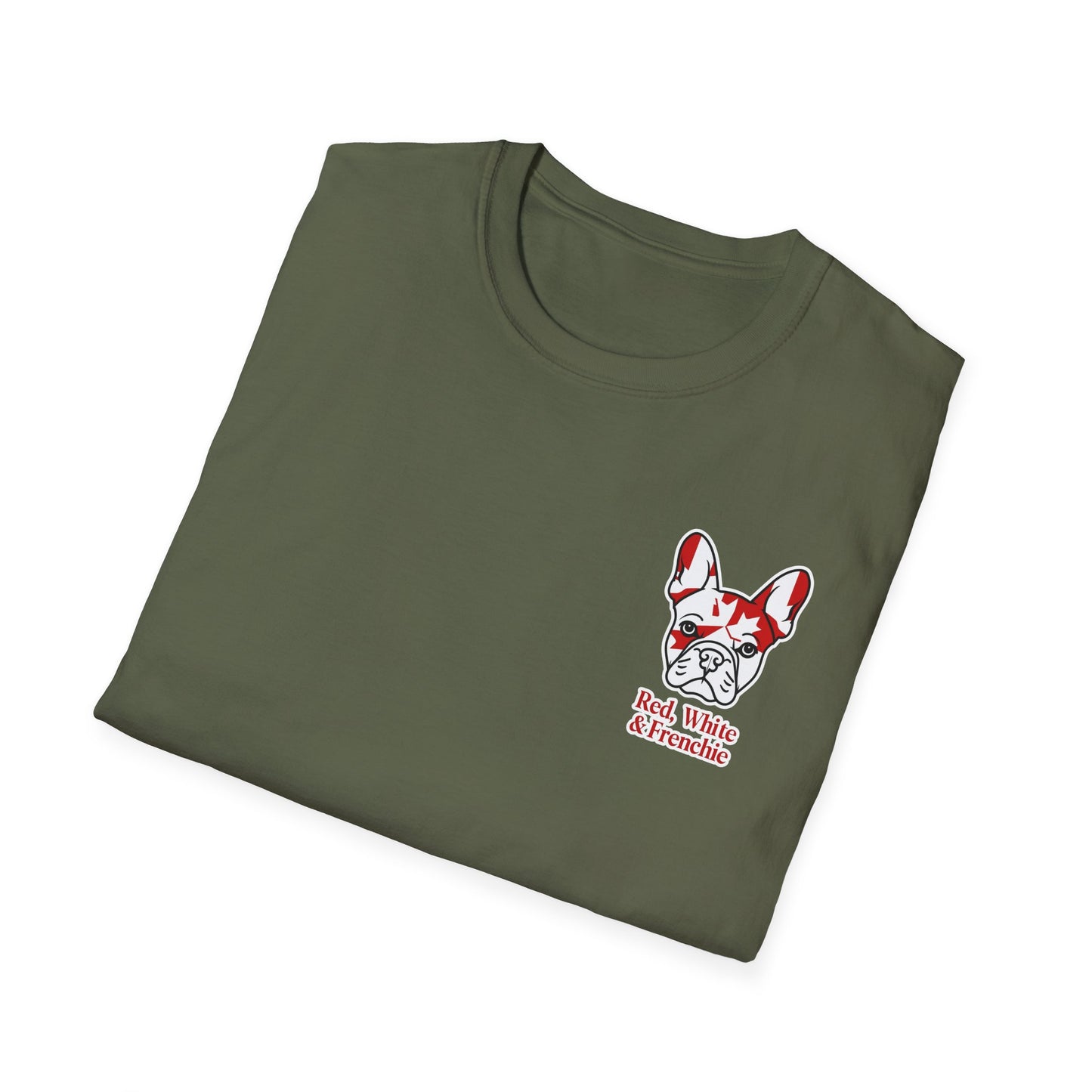 Red, White & Frenchie – Left Chest Logo Unisex Jersey Tee │ Canada Day French Bulldog Shirt