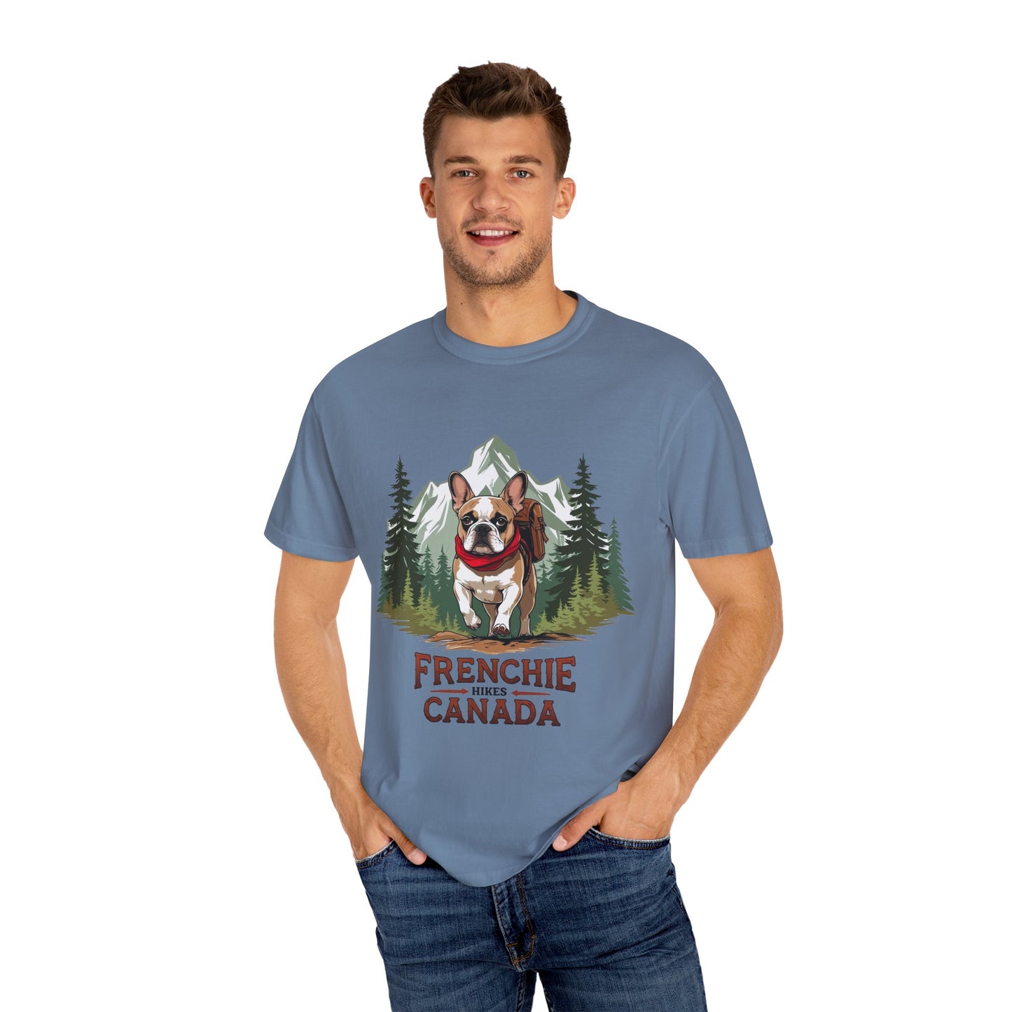 Red, White & Frenchie – Unisex Garment-Dyed Canada Day T-Shirt