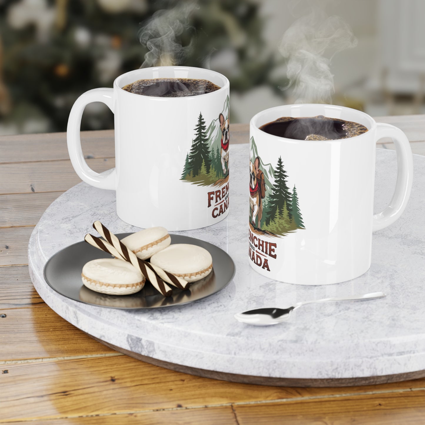 Frenchie Hikes Canada – Ceramic Adventure Mug (11 oz | 15 oz | 20 oz) │ French Bulldog Gift