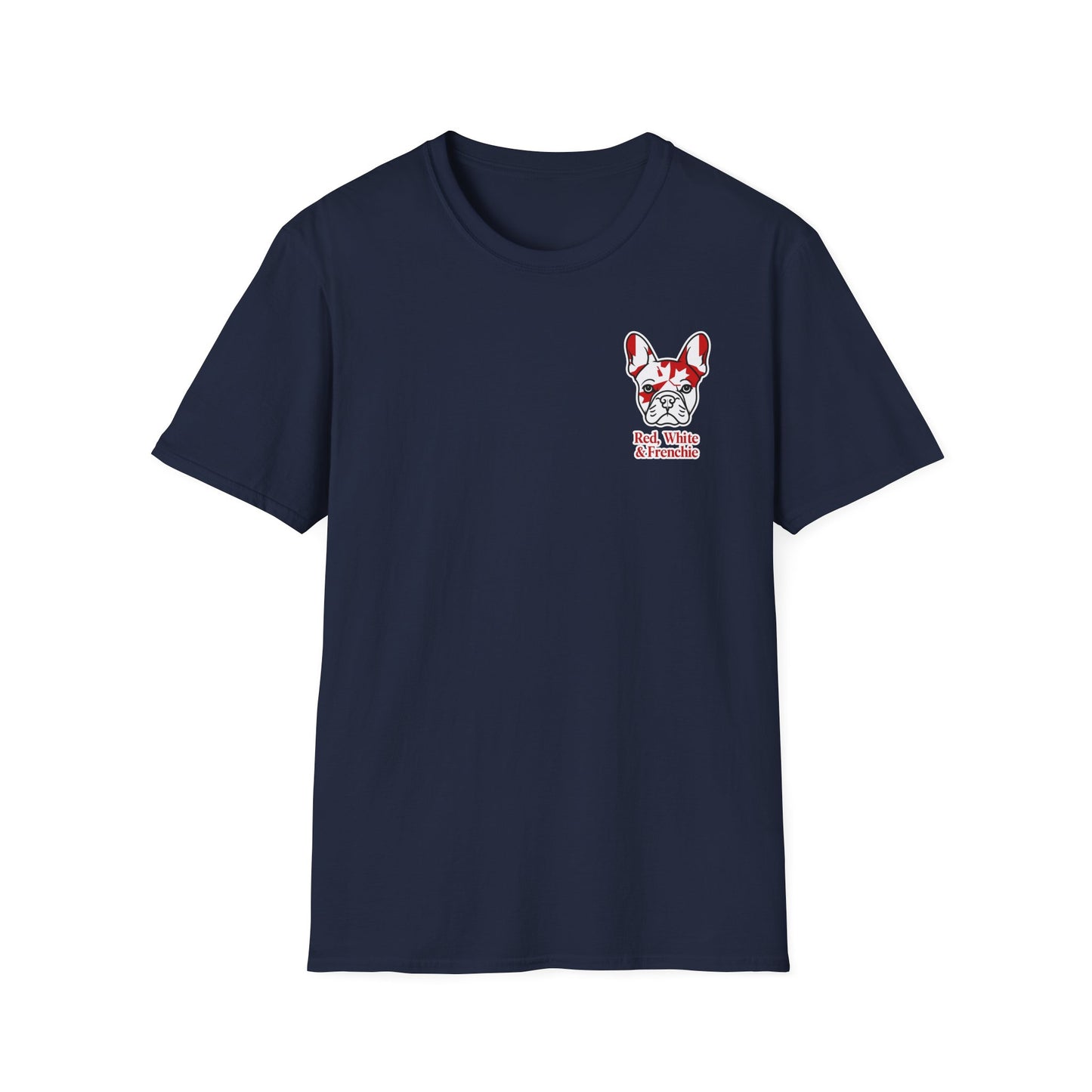 Red, White & Frenchie – Left Chest Logo Unisex Jersey Tee │ Canada Day French Bulldog Shirt
