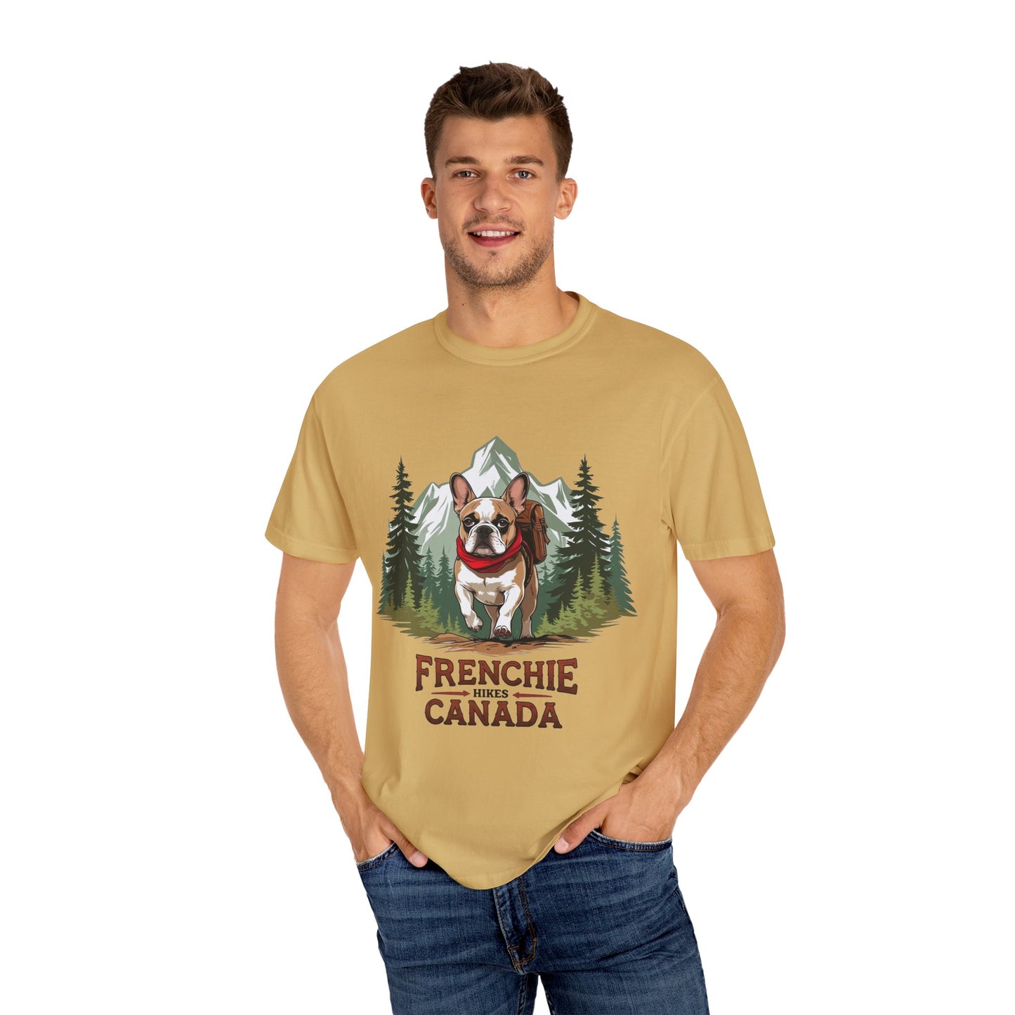 Red, White & Frenchie – Unisex Garment-Dyed Canada Day T-Shirt