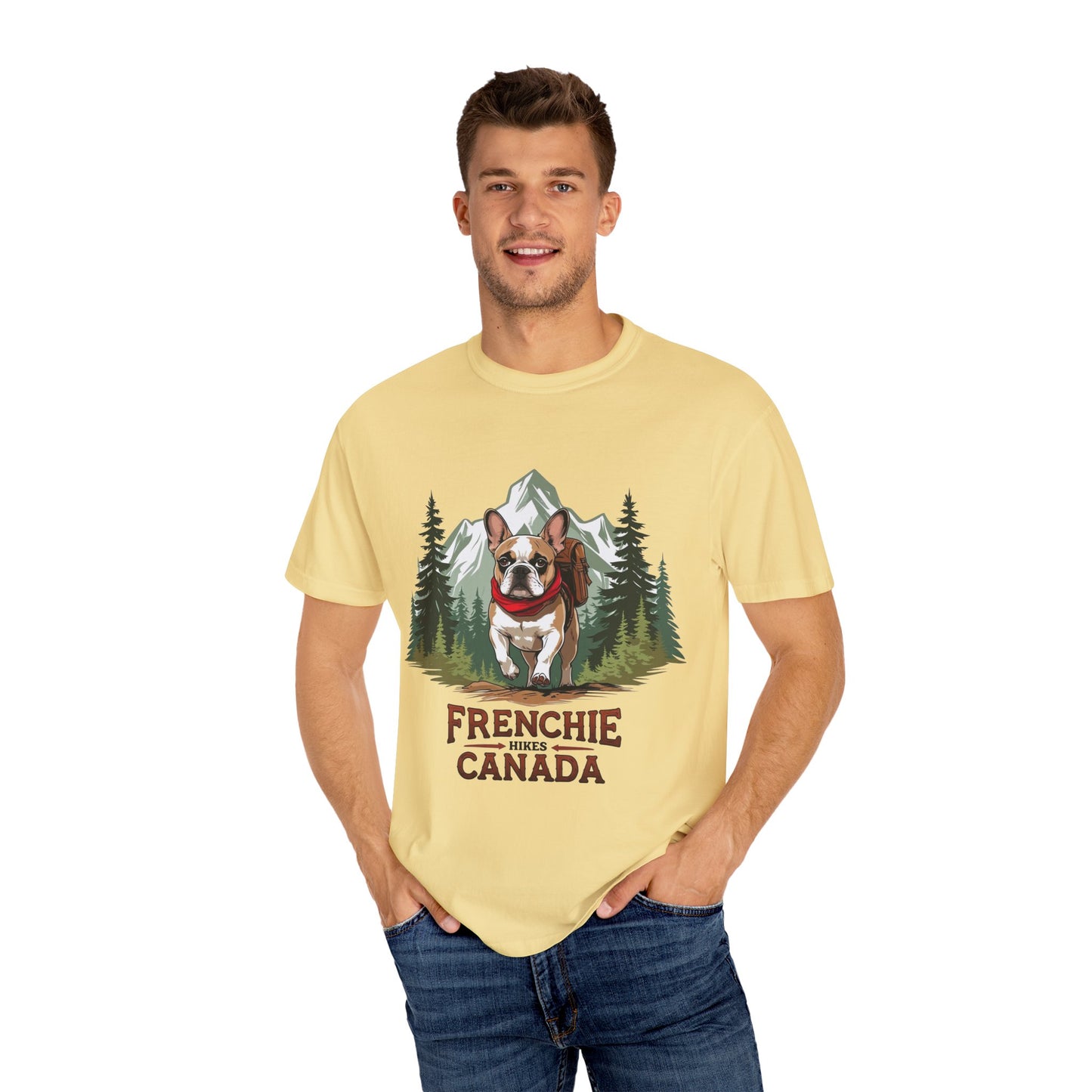 Red, White & Frenchie – Unisex Garment-Dyed Canada Day T-Shirt