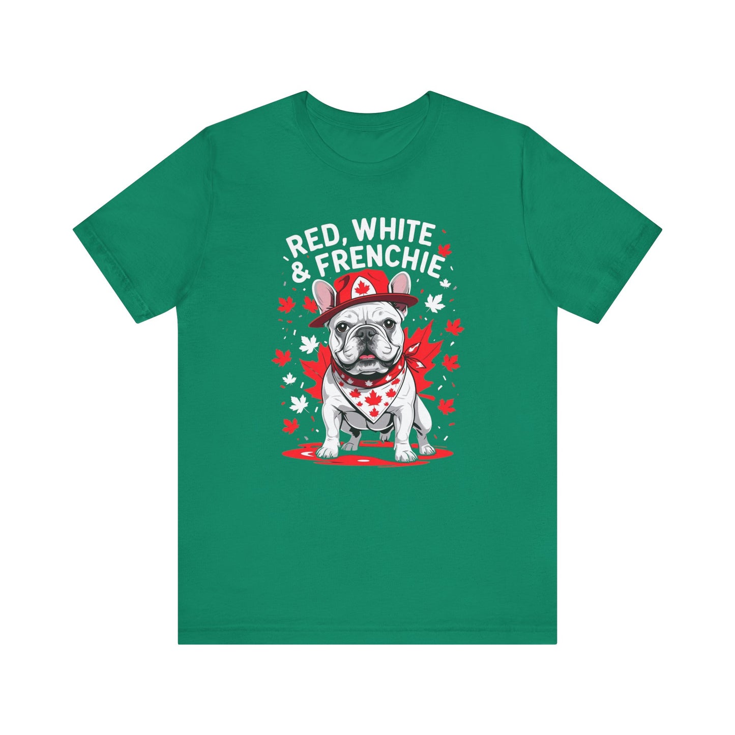 Red, White & Frenchie – Unisex Jersey Short Sleeve Tee │ Canada Day French Bulldog Shirt