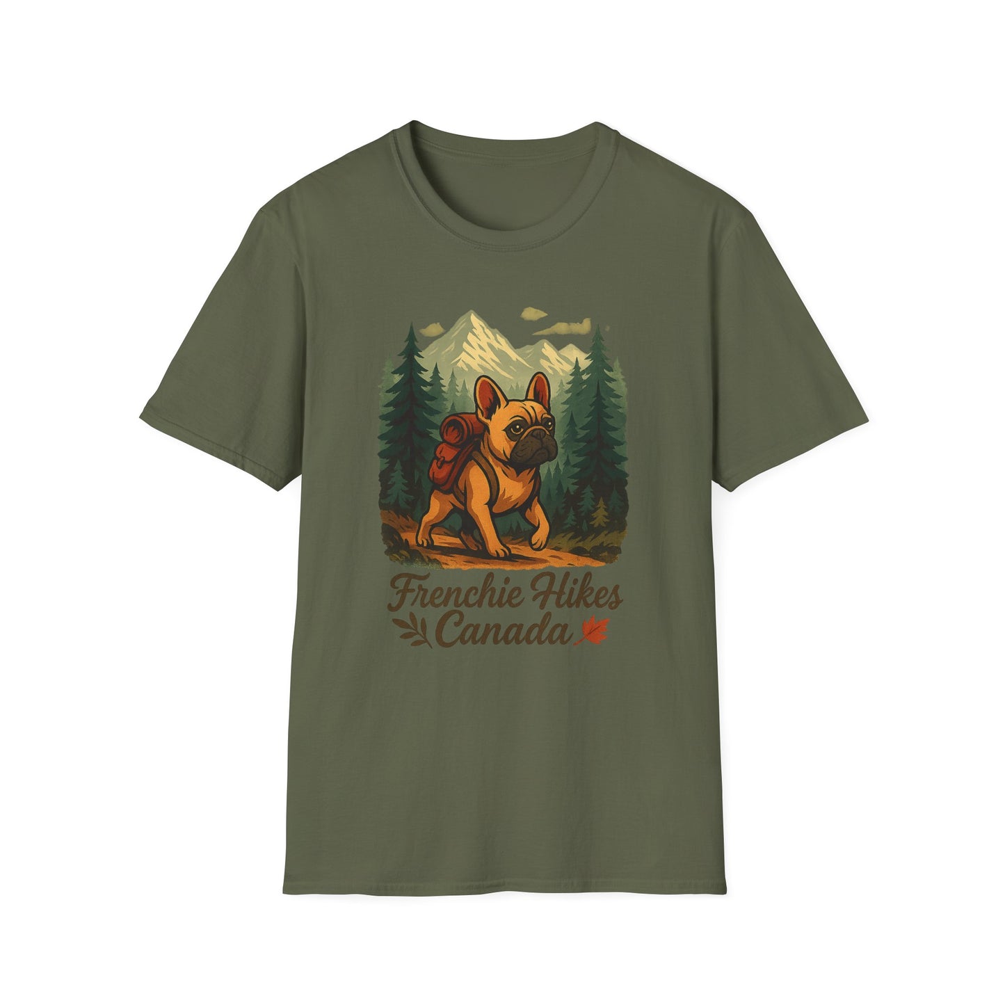 Frenchie Hikes Canada – Unisex Outdoor Adventure T-Shirt