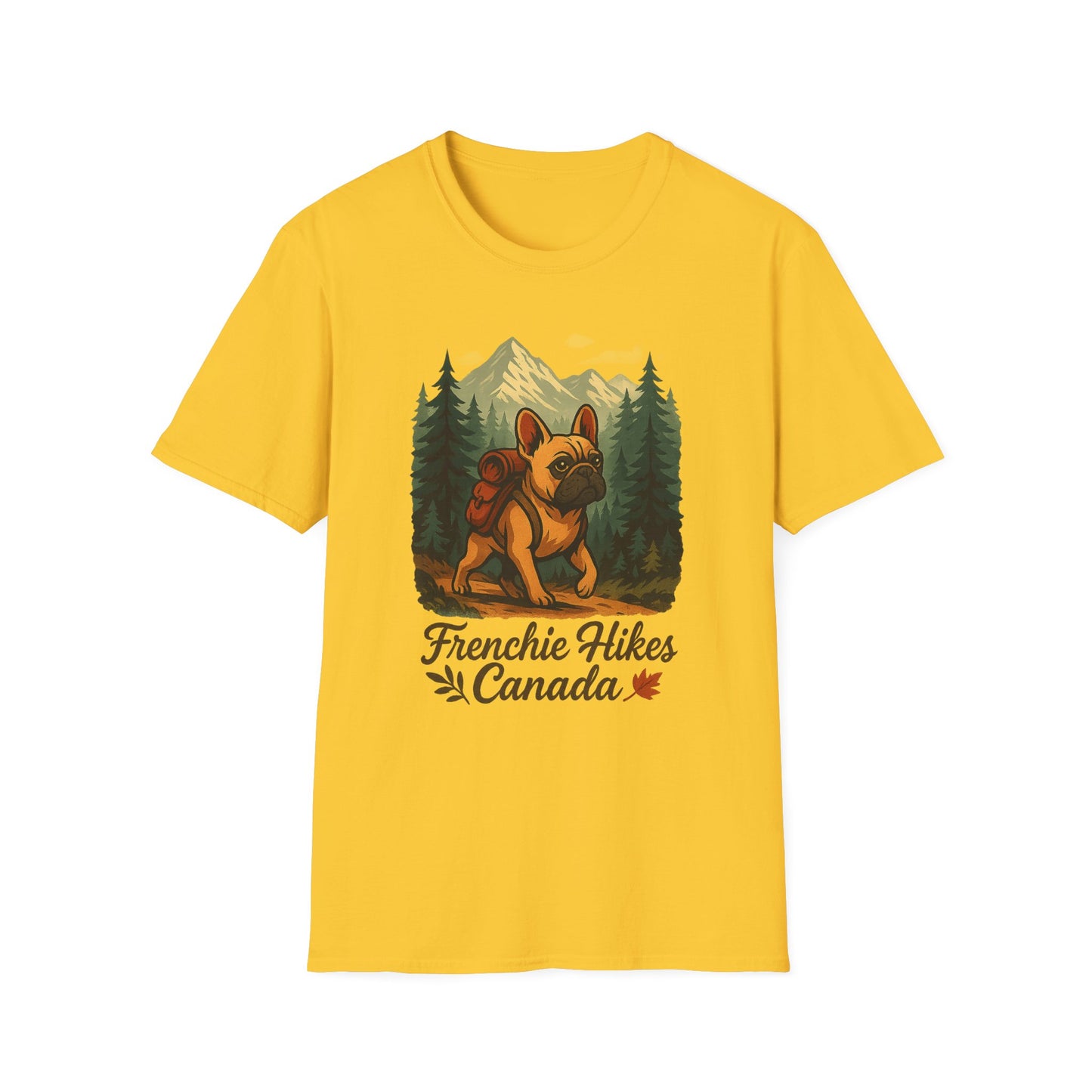 Frenchie Hikes Canada – Unisex Outdoor Adventure T-Shirt