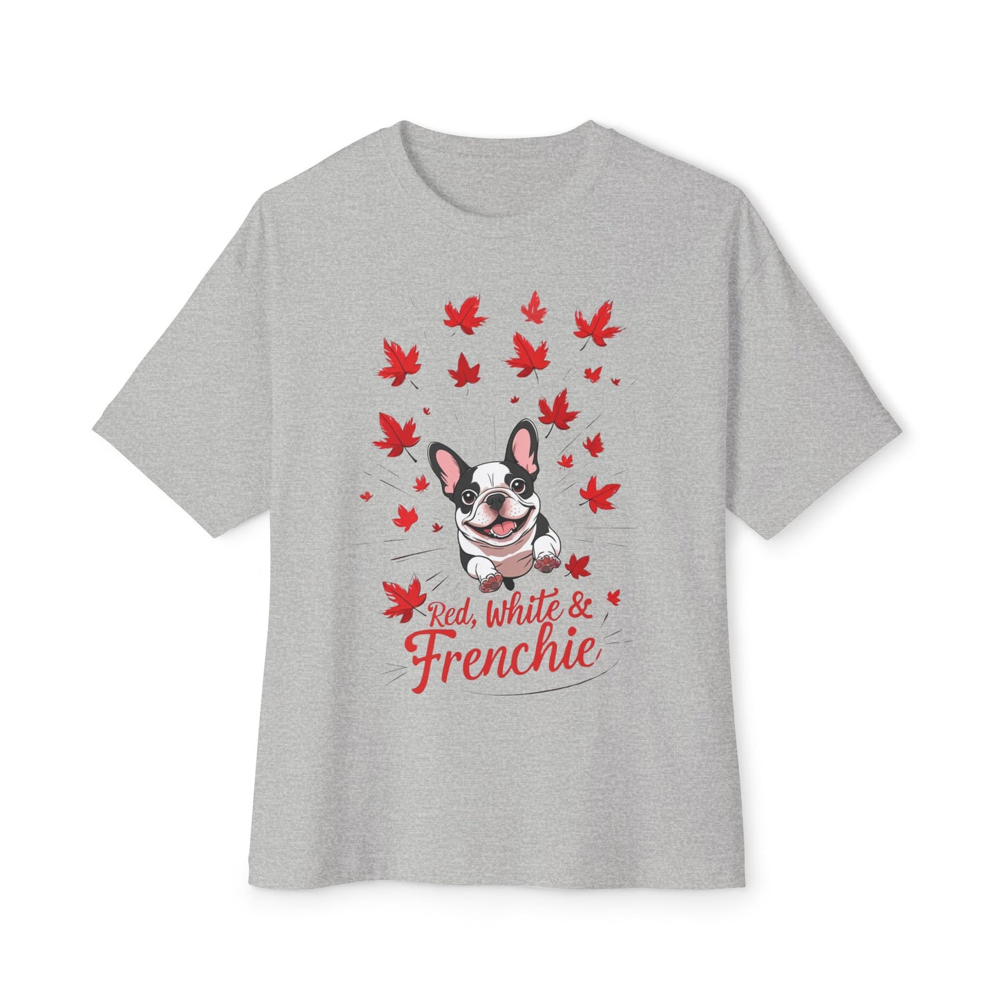 Oversized Unisex Canada Day T-Shirt | Red, White & Frenchie French Bulldog Tee