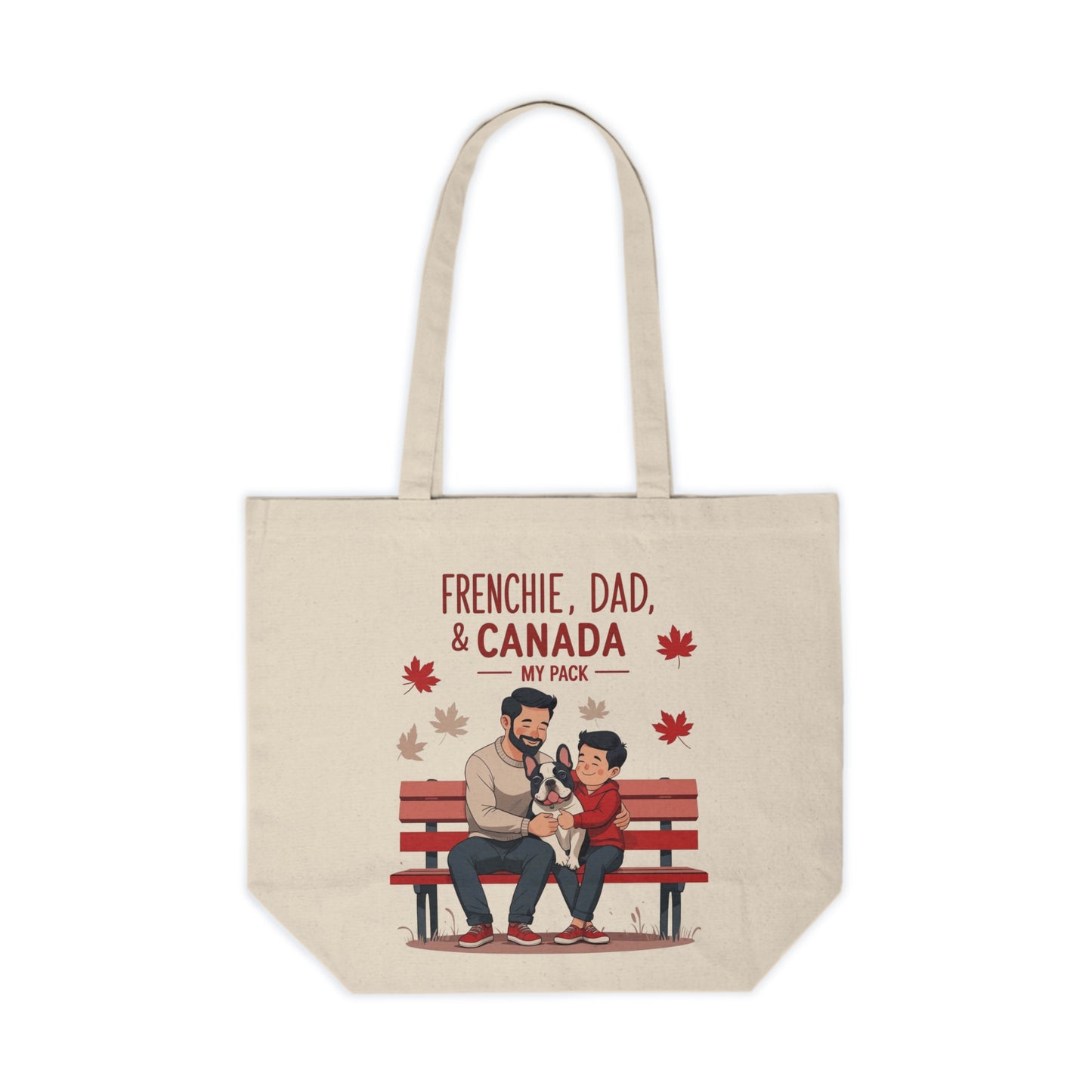 Frenchie, Dad & Canada “My Pack” – Premium Canvas Tote Bag │ Canada Day Dog Dad Gift