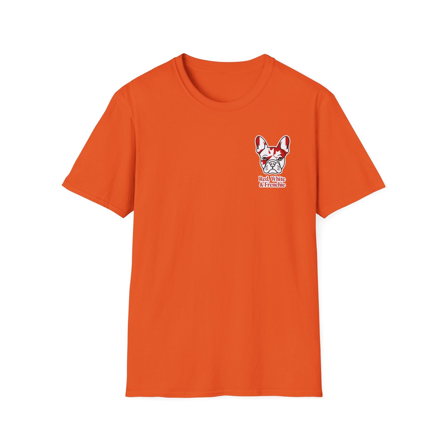 Red, White & Frenchie – Left Chest Logo Unisex Jersey Tee │ Canada Day French Bulldog Shirt