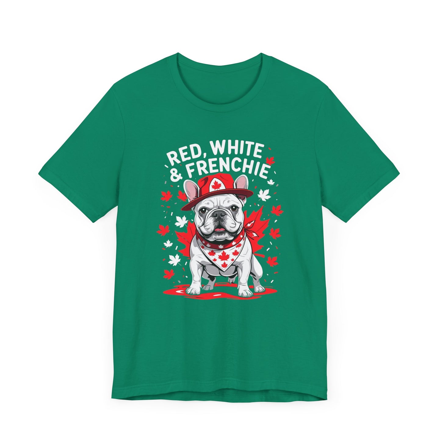 Red, White & Frenchie – Unisex Jersey Short Sleeve Tee │ Canada Day French Bulldog Shirt