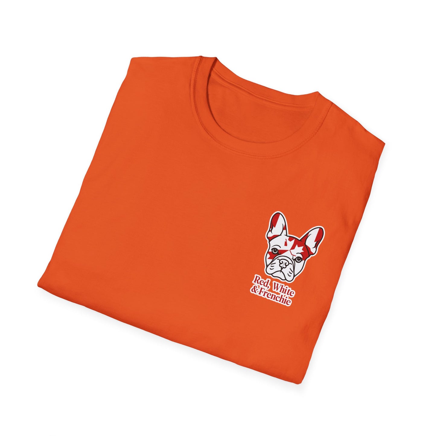Red, White & Frenchie – Left Chest Logo Unisex Jersey Tee │ Canada Day French Bulldog Shirt