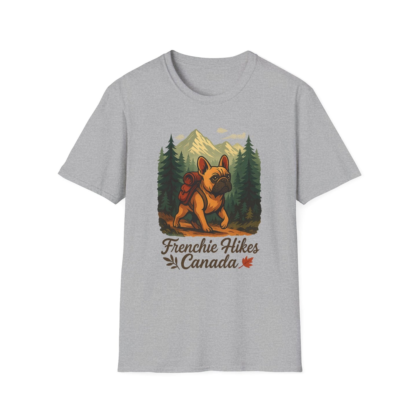 Frenchie Hikes Canada – Unisex Outdoor Adventure T-Shirt