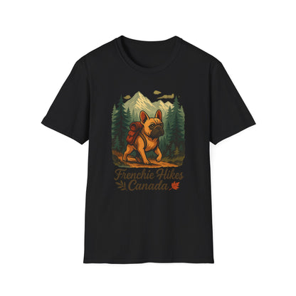 Frenchie Hikes Canada – Unisex Outdoor Adventure T-Shirt