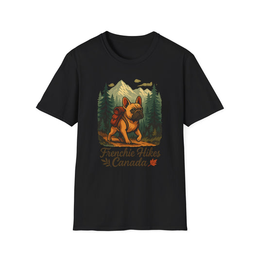Frenchie Hikes Canada – Unisex Outdoor Adventure T-Shirt