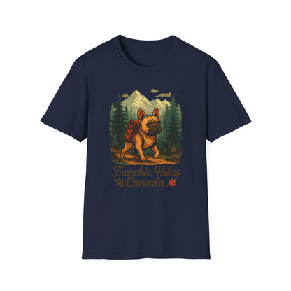 Frenchie Hikes Canada – Unisex Outdoor Adventure T-Shirt