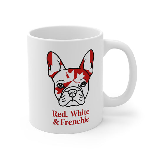 Red, White & Frenchie – Canada Day Ceramic Mug (11 oz │ 15 oz │ 20 oz) │ French Bulldog Coffee Cup