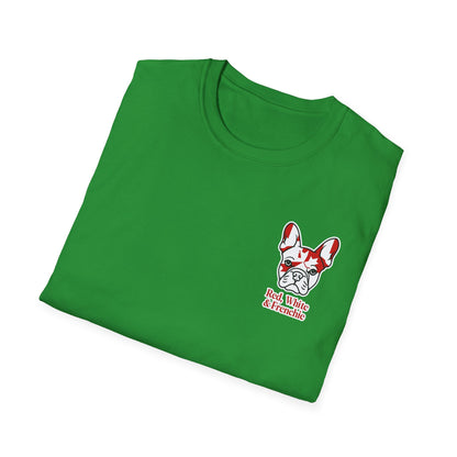 Red, White & Frenchie – Left Chest Logo Unisex Jersey Tee │ Canada Day French Bulldog Shirt