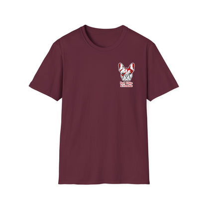 Red, White & Frenchie – Left Chest Logo Unisex Jersey Tee │ Canada Day French Bulldog Shirt