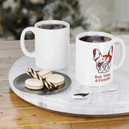 Red, White & Frenchie – Canada Day Ceramic Mug (11 oz │ 15 oz │ 20 oz) │ French Bulldog Coffee Cup