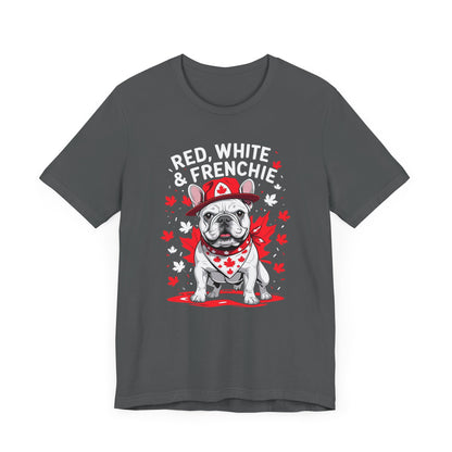 Red, White & Frenchie – Unisex Jersey Short Sleeve Tee │ Canada Day French Bulldog Shirt