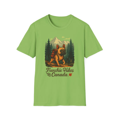 Frenchie Hikes Canada – Unisex Outdoor Adventure T-Shirt