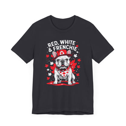Red, White & Frenchie – Unisex Jersey Short Sleeve Tee │ Canada Day French Bulldog Shirt