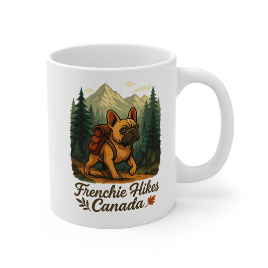 Frenchie Hikes Canada – Ceramic Coffee Mug (11 oz & 15 oz)